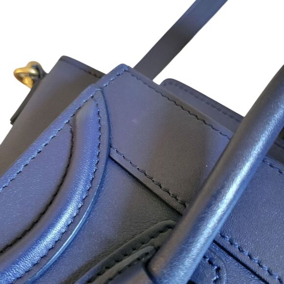 Celine Lugage Nano Blue Lather Handbag Crossbody - Picture 3 of 16